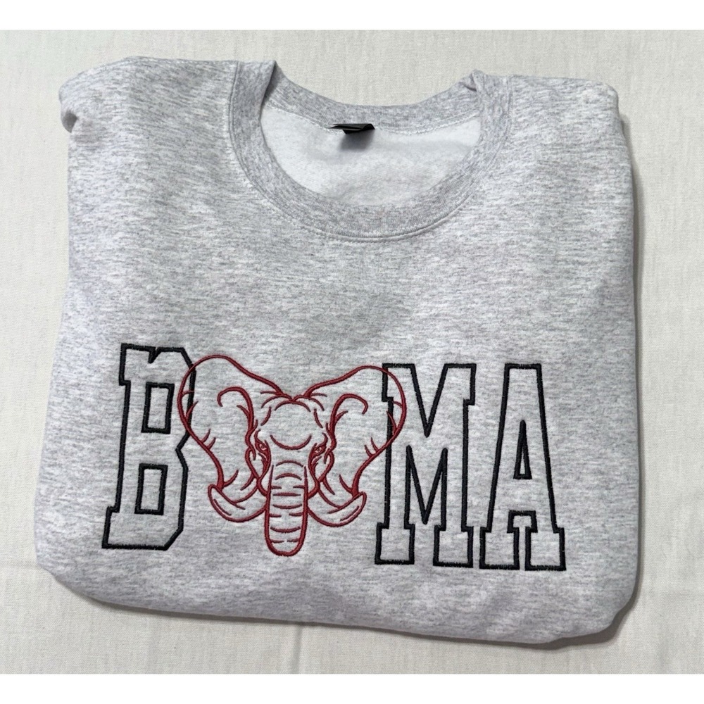 Alabama Crimson Tide BAMA Embroidered Sweatshirt Grey Gildan Large L Custom